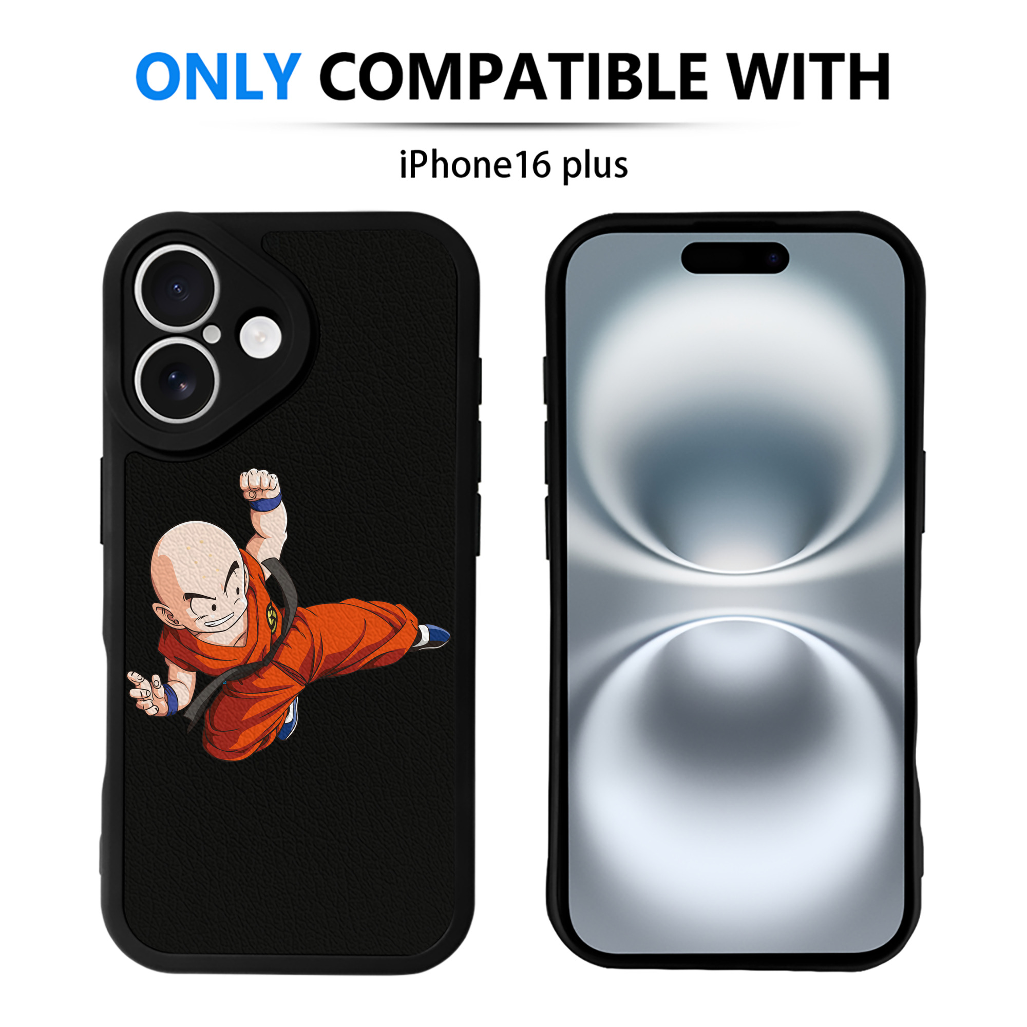 （画像用） ドラゴンボール クリリン DRAGON BALL krillin 【iPhone 16シリーズ対応】シリコンスマホケース（レザー調） 材質：シリコン